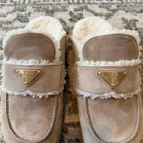 Prada Suede and Shearling Mules - Picture 5 of 11